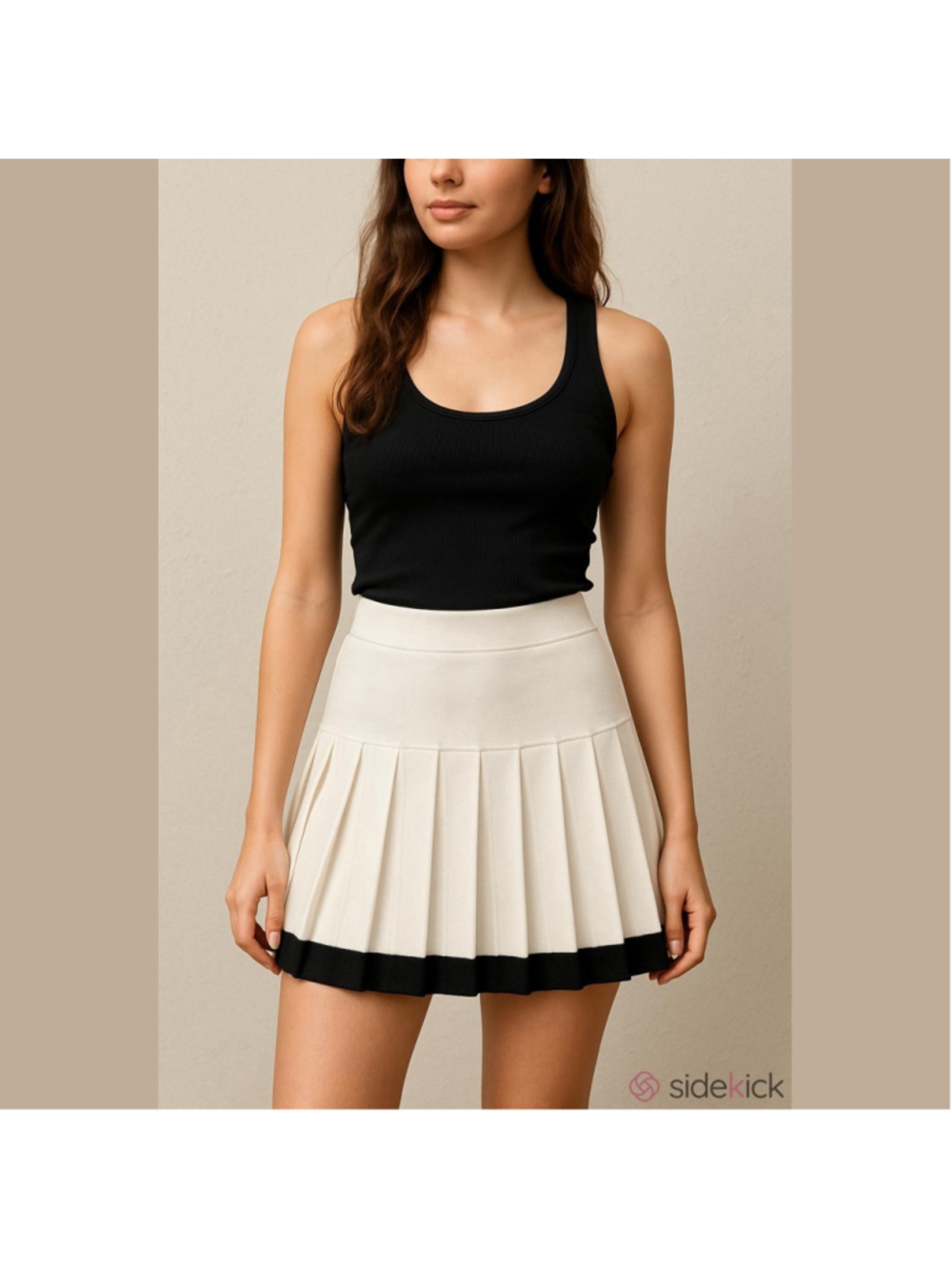Women's Freshman 1996 White & Black Pleated Mini Skirt M